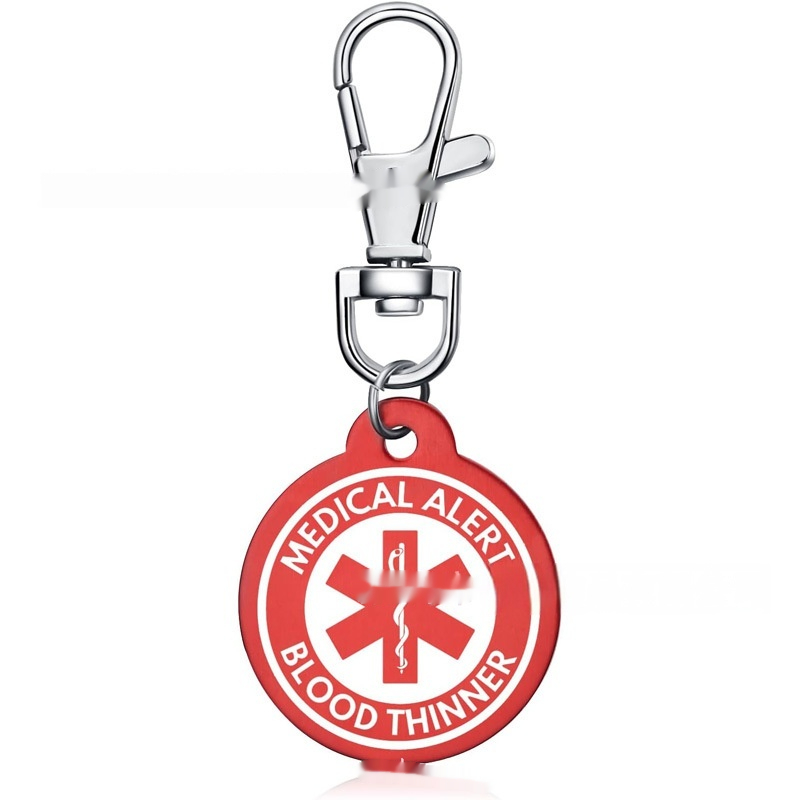 Personalized aluminum alloy medical alert keychain in a modern artistic style - Product view 11