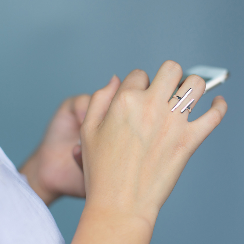Women’s adjustable S925 silver ring with Korean-style design - Main product view
