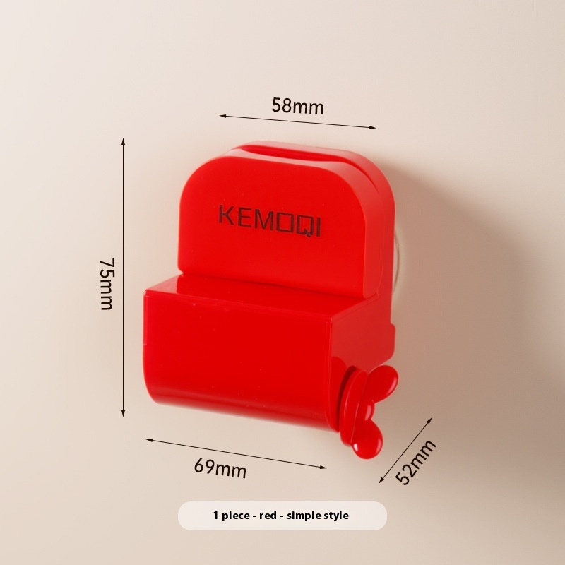 Plastic suction cup toothpaste squeezing stand in cream or red - Product view 3