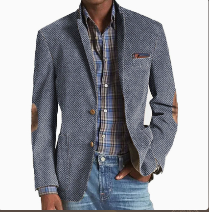 Men's khaki casual blazer with classic lapels and three pockets - Product view 1