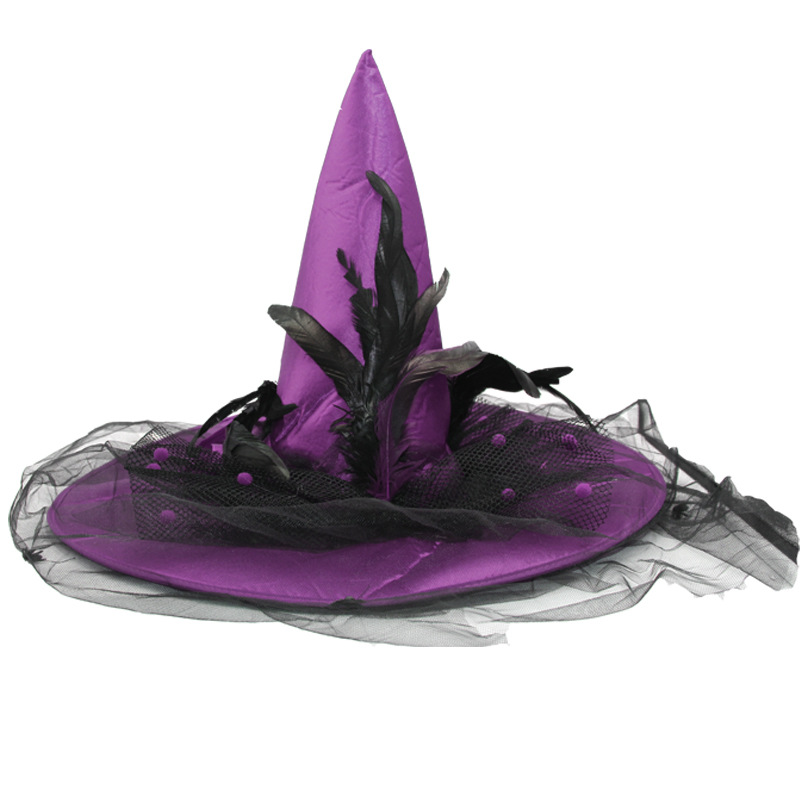 Cloth Halloween witch hat in red, black, or purple - Product view 2