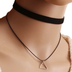 Multilayer geometric triangle pendant choker necklace - Main product view