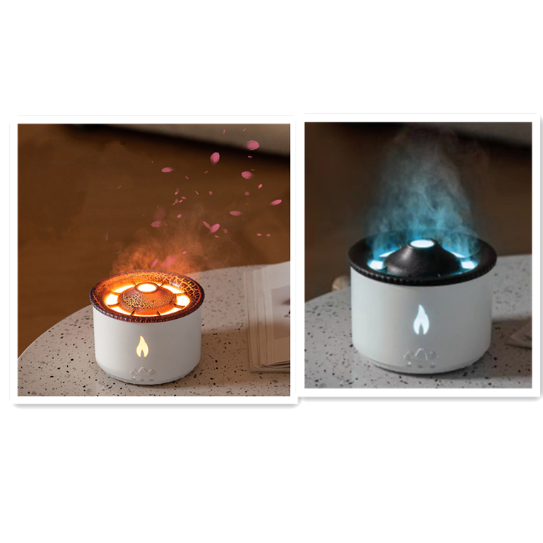 Round two-color flame effect aromatherapy humidifier - Product view 6