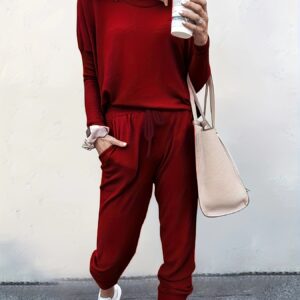 Two-piece crew neck long-sleeve top and harem pants set - Main product view