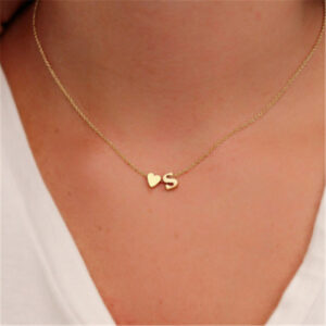 Peach heart-shaped letter pendant necklace in a gold- or silver-colored finish - Main product view
