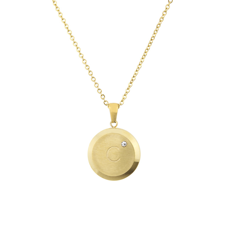 A to Z initial letter pendant necklace with round pendant and chain - Product view 11