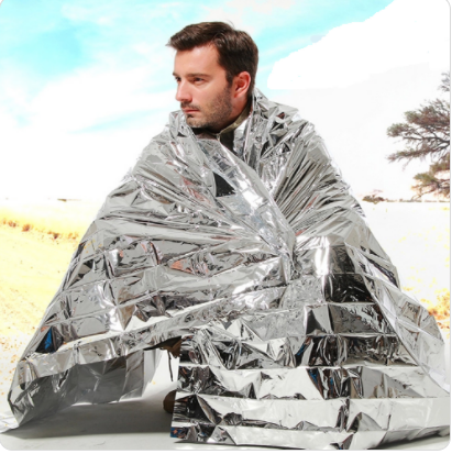 Silver reusable emergency survival blanket folded for outdoor and emergency use - Product view 8