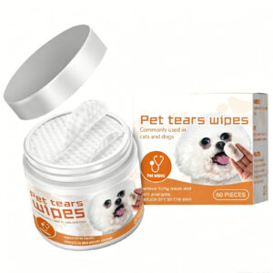 60-count pet tear stain wipes for dogs and cats in a portable jar - Main product view