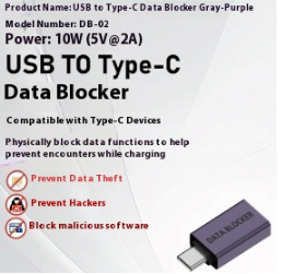 USB data blocker adapter for charging and data shielding - Product view 1