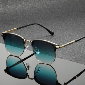 Unisex vintage half-frame sunglasses in a selected color style - Main product view