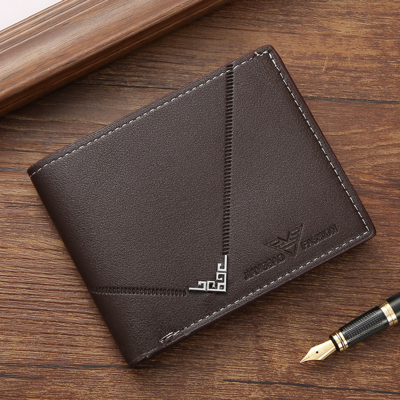 Men's PU leather multi-card wallet with geometric printed pattern - Product view 3