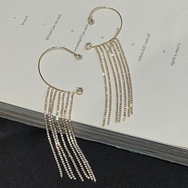 Long geometric tassel earrings in gold or silver - Product view 10