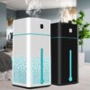 Compact USB air humidifier and purifier with 1,000 ml tank and 7-color LED light - Main product view