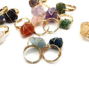 Personality Hand Wrapped Rough Stone Agate Ring - Main product view