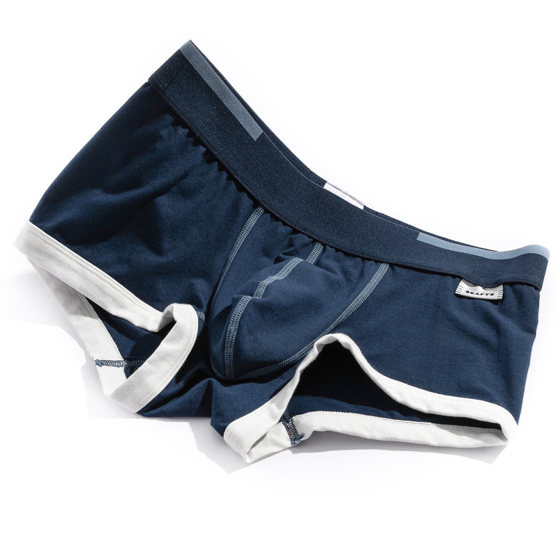 Men’s Purified Cotton Underwear Personality Solid Color Boxers - Product view 7 Men’s solid-color cotton knit boxers - Product view 7