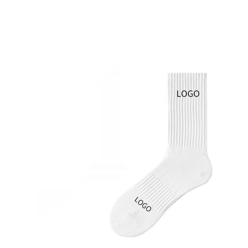 White unisex cotton color-block mid-calf socks - Product view 4