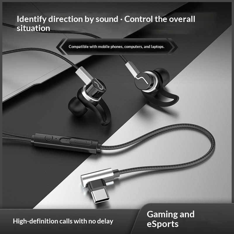 Wired in-ear gaming headset with microphone and interchangeable 3.5mm or USB-C connector options - Product view 3