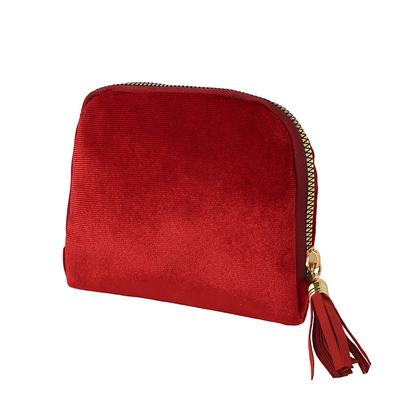 Portable clutch-style velvet jewelry storage bag in assorted colors - Product view 9