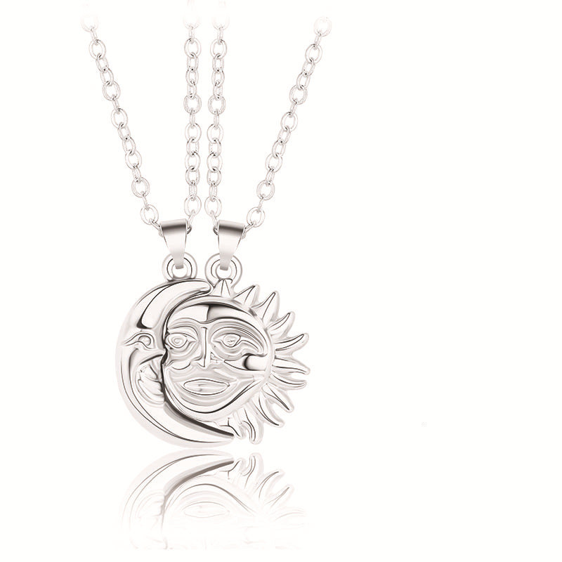 Sun and moon couple necklace with matching pendant design - Product view 5