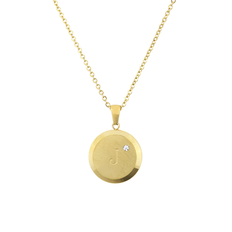 A to Z initial letter pendant necklace with round pendant and chain - Product view 3