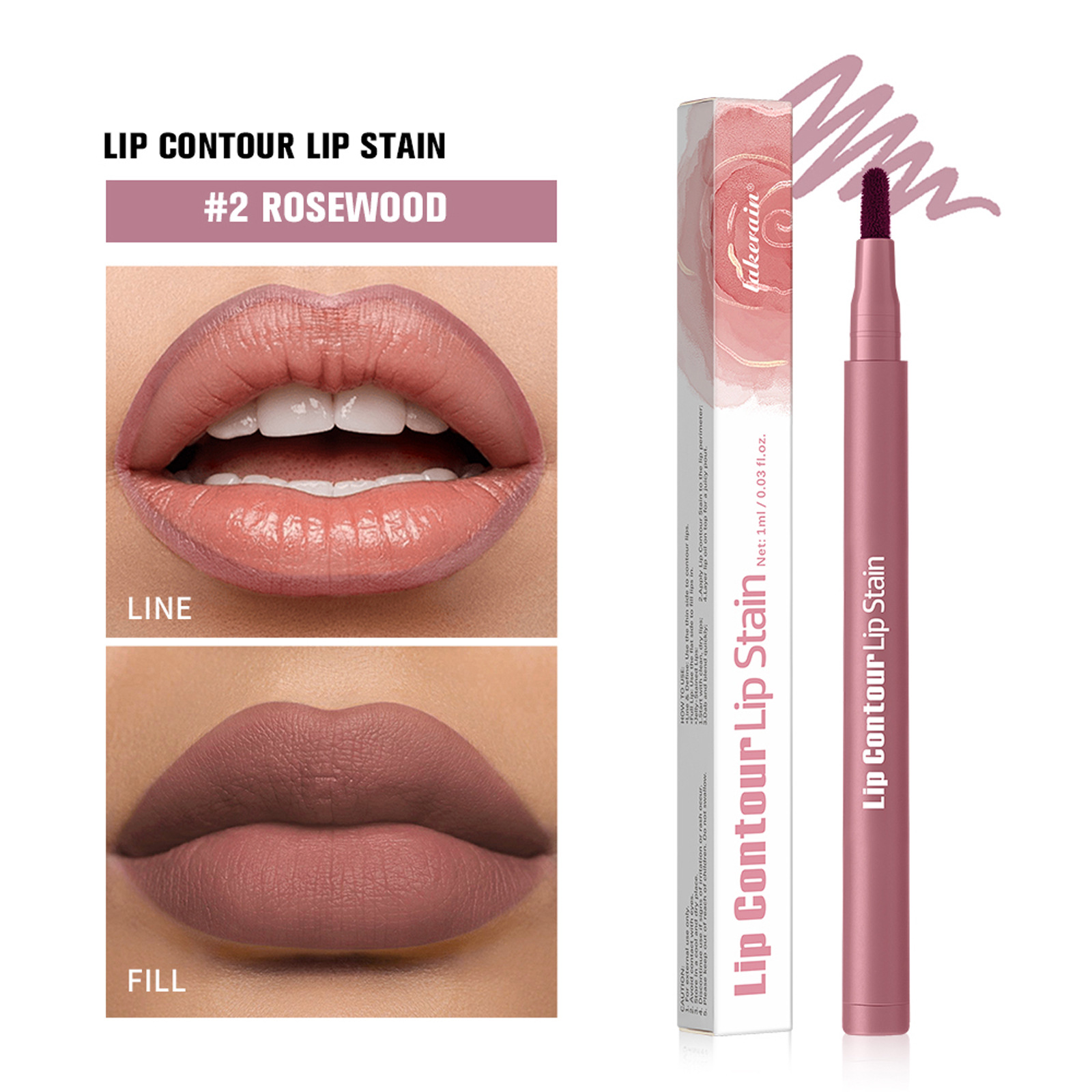 Moisturizing wooden lip liner pencil in seven shades - Product view 2