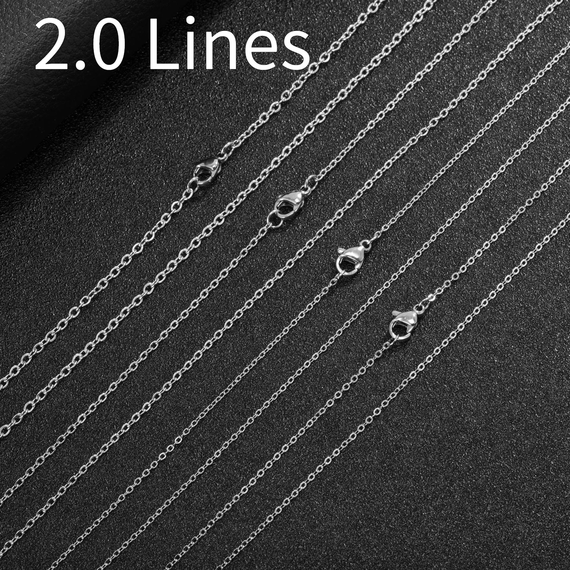 Stainless steel cross necklace with flat O-link chain - Main product view