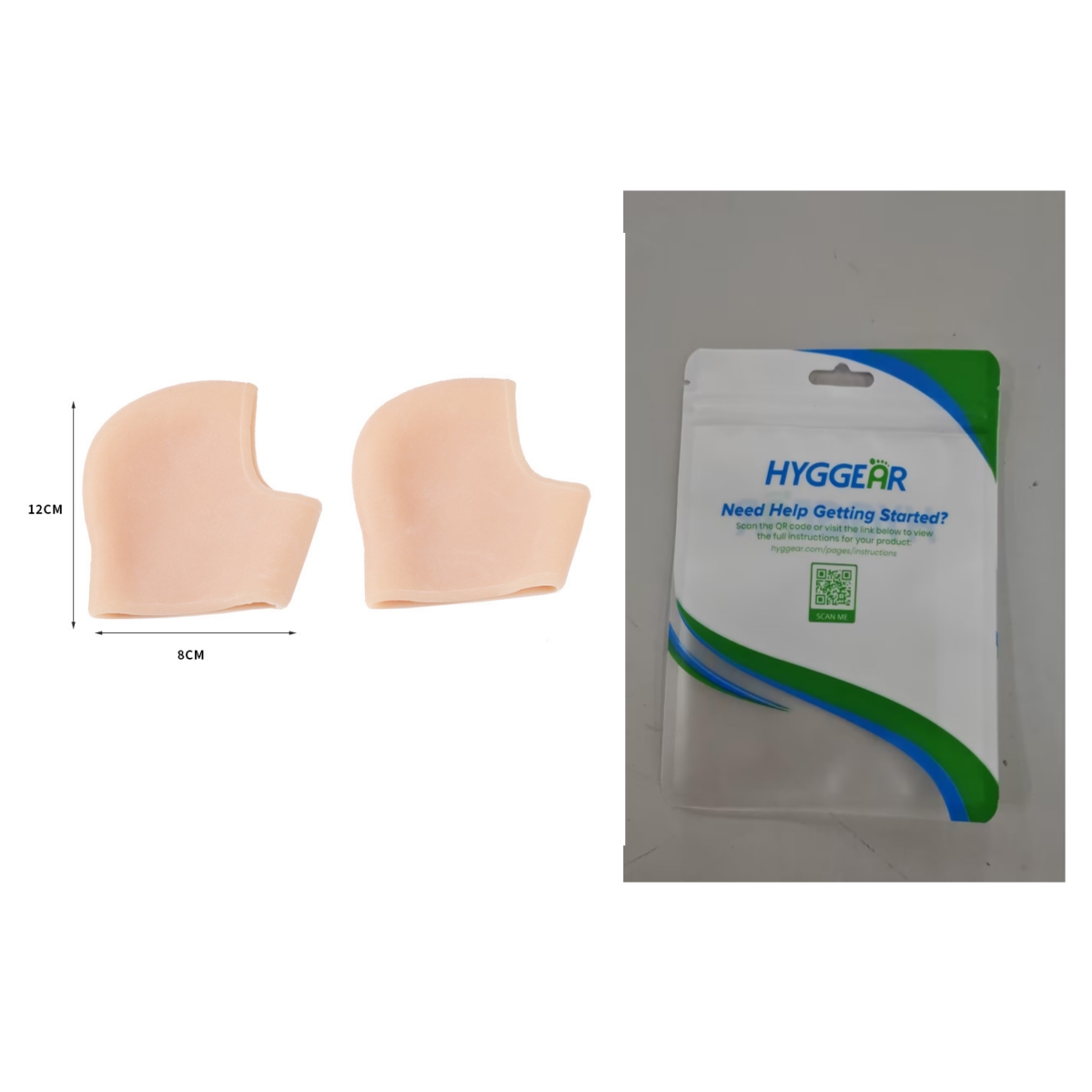 Unisex silicone heel moisturizing protective covers in white and skin tone - Product view 1