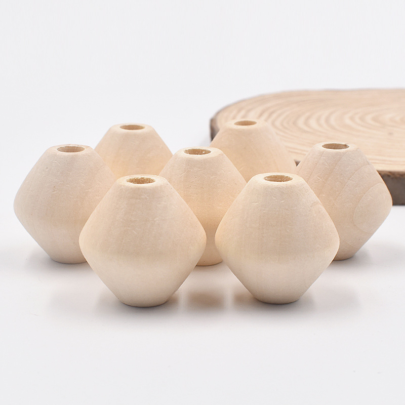 Diamond-shaped wooden bead tassel with a large hole for DIY crafts - Main product view