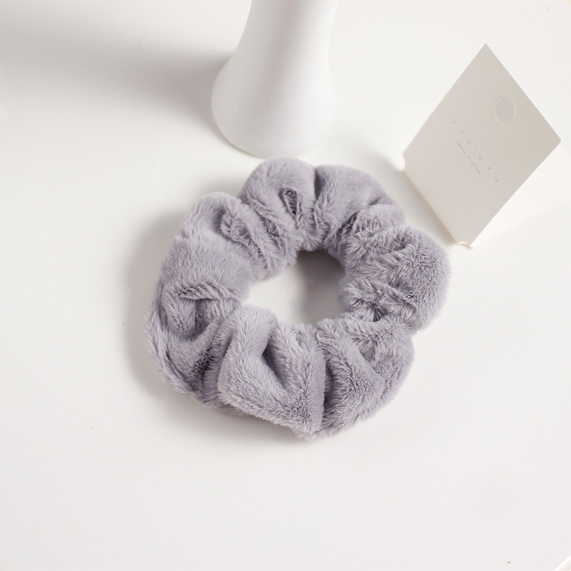 Cute plush large intestine-inspired fabric hair tie in assorted colors - Dark grey