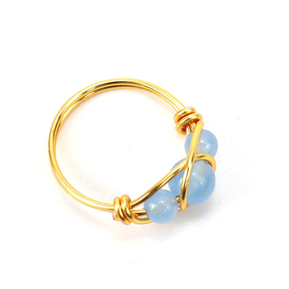 Handmade adjustable crystal bead ring wrapped with copper wire - Product view 9
