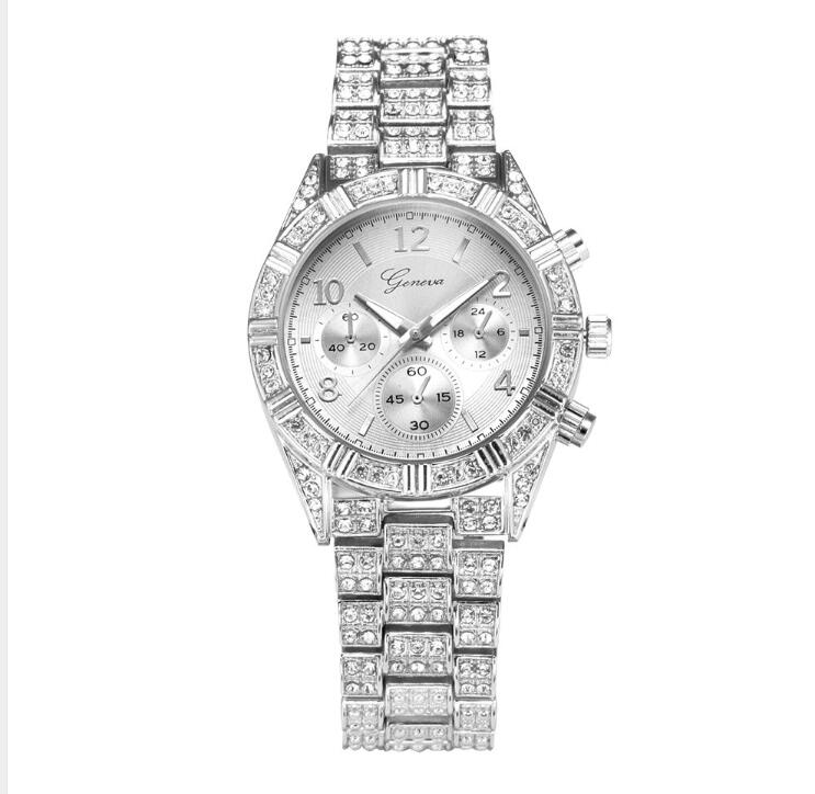 Women's crystal quartz analog wristwatch with round dial and metal-style band - Product view 7