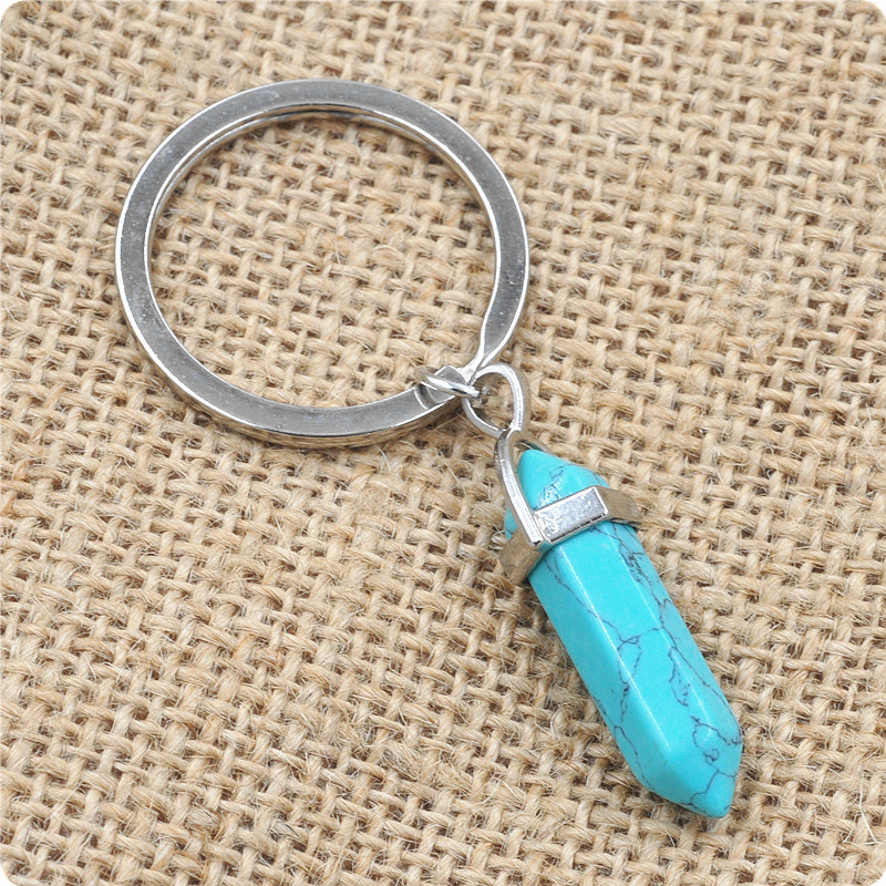 2 cm natural crystal column stone keychain - Main product view