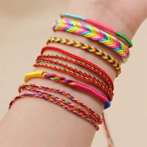 Hand-woven colorful braided rope bracelet with Chinese knot style - Main product view