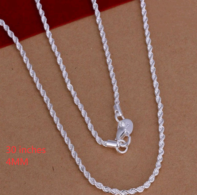 Silver-tone stainless steel twisted rope chain necklace - Product view 10