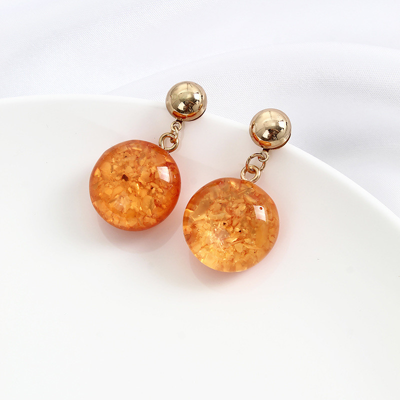 Round transparent resin geometric earrings in assorted colors - Product view 5