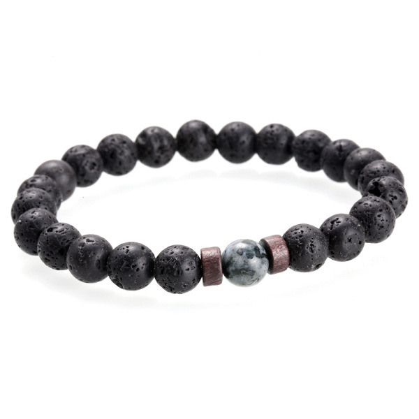 Unisex volcanic stone beaded yoga bracelet with gemstone-style accents - Product view 1