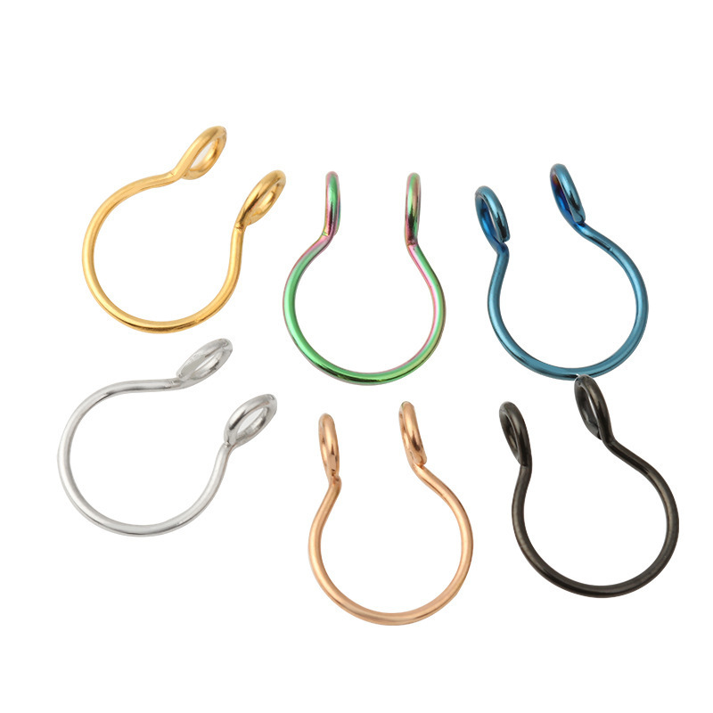 Stainless steel U-shaped false nose ring in assorted colors - Main product view