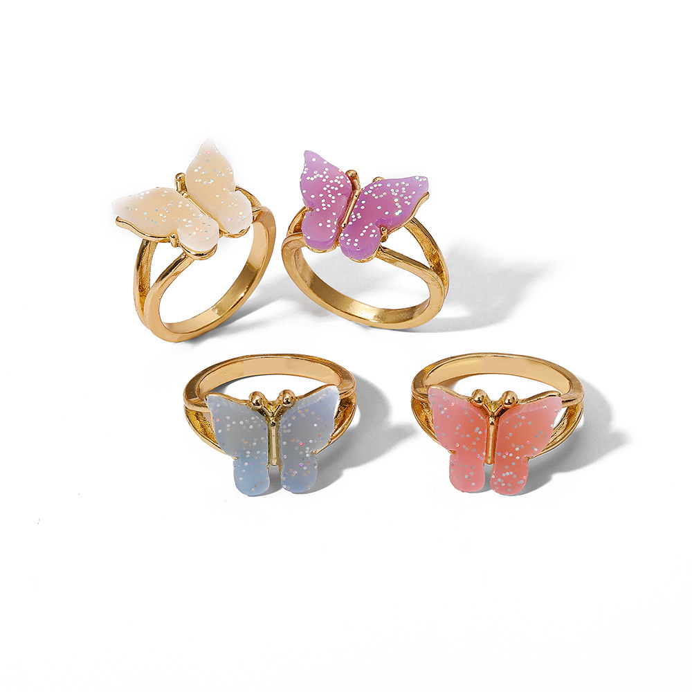 Women’s geometric alloy ring set with resin detail - Product view 10