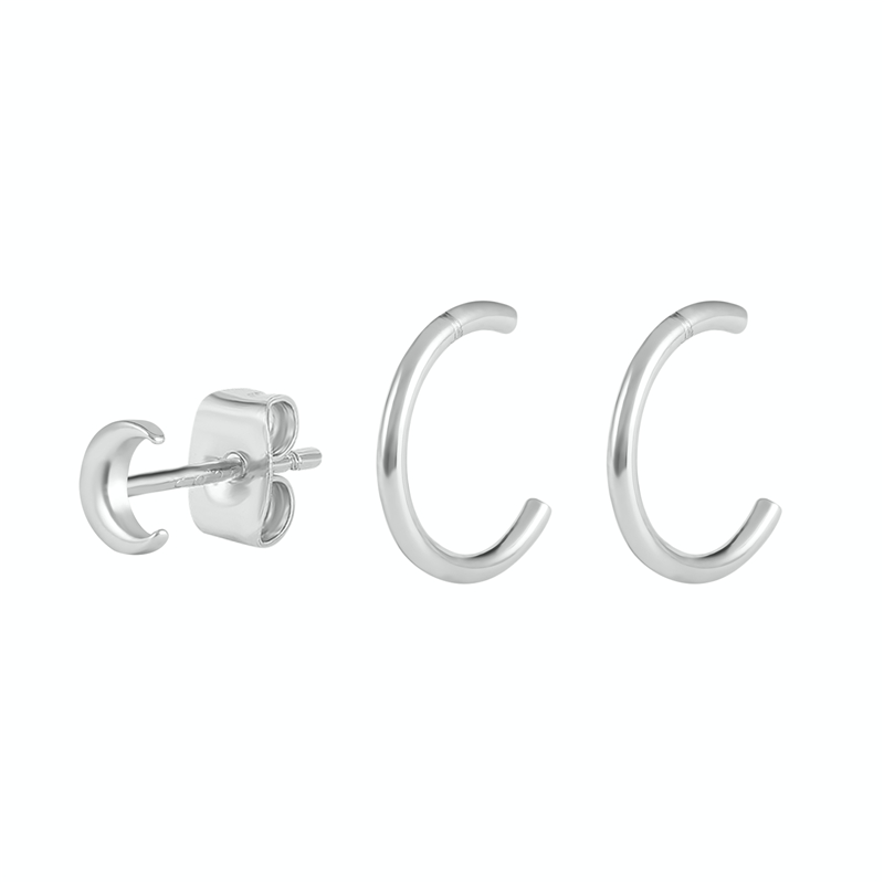 Women’s Geometric Flower Shaped Diamond Earrings Set - Product view 6 Women's gold-tone geometric flower-shaped earrings set - Product view 6