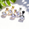 Four-claw star diamond-shaped 304 stainless steel earrings - Main product view