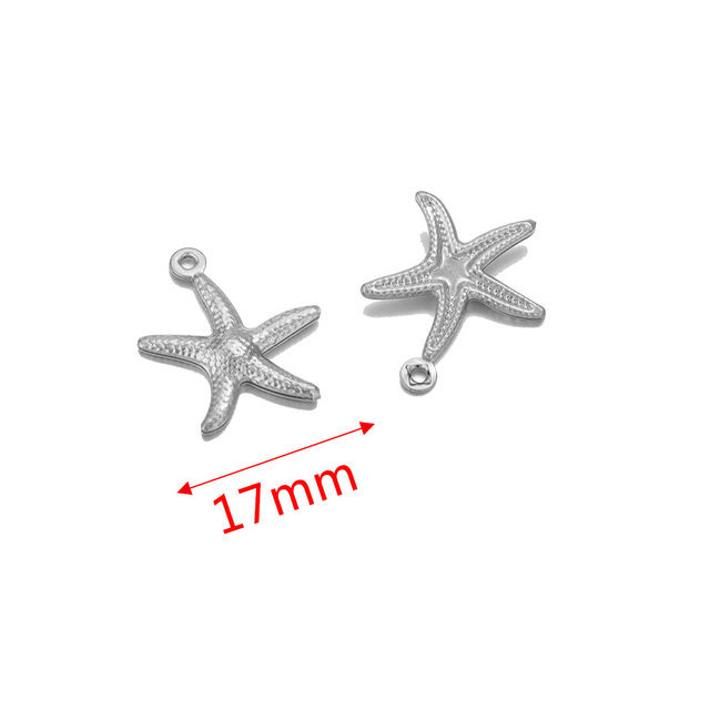 Small stainless steel starfish shell pendant necklace - Product view 1