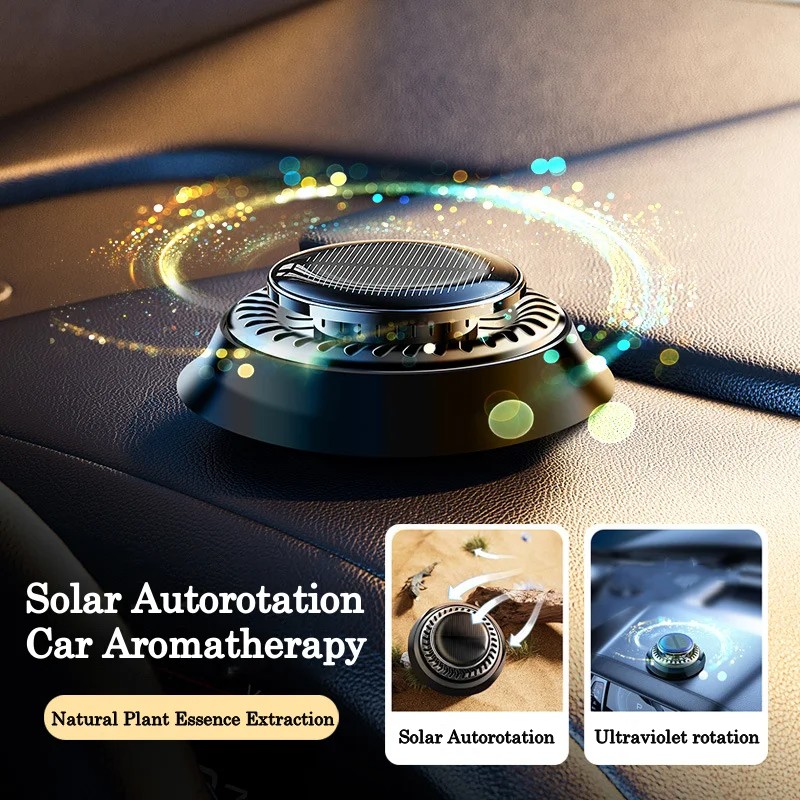 Portable solar-powered rotating double-ring car air freshener diffuser - Main product view