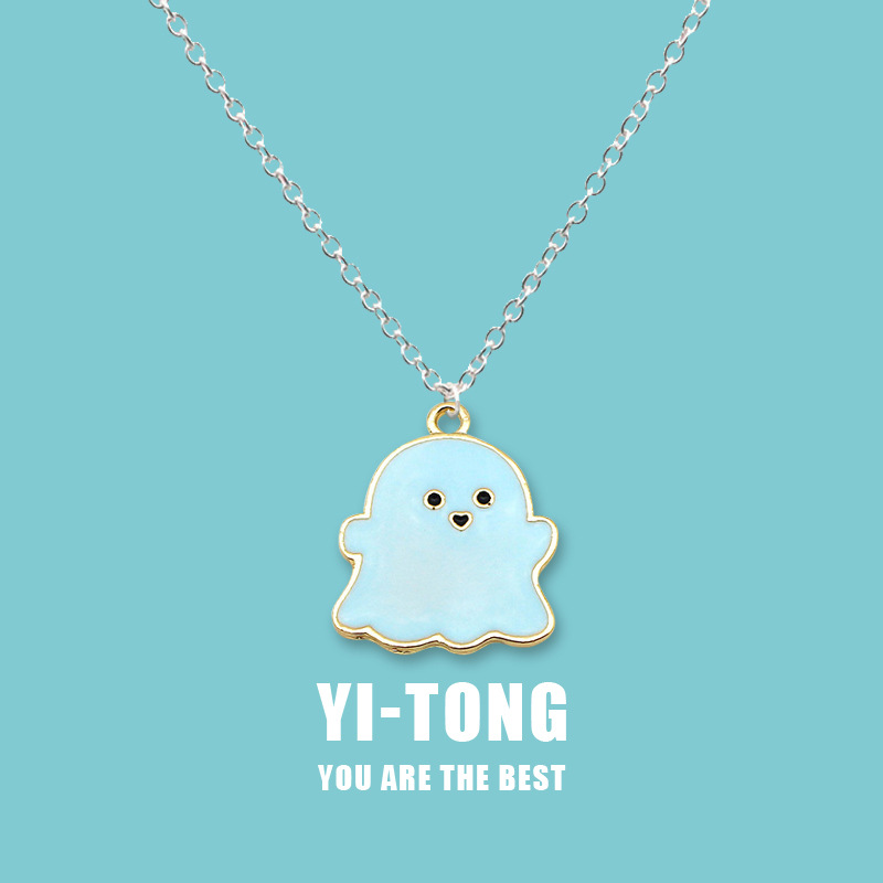Ghost pendant necklace with cross-style chain - Product view 3
