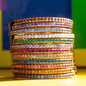 Colorful rhinestone geometric ring for women - Main product view