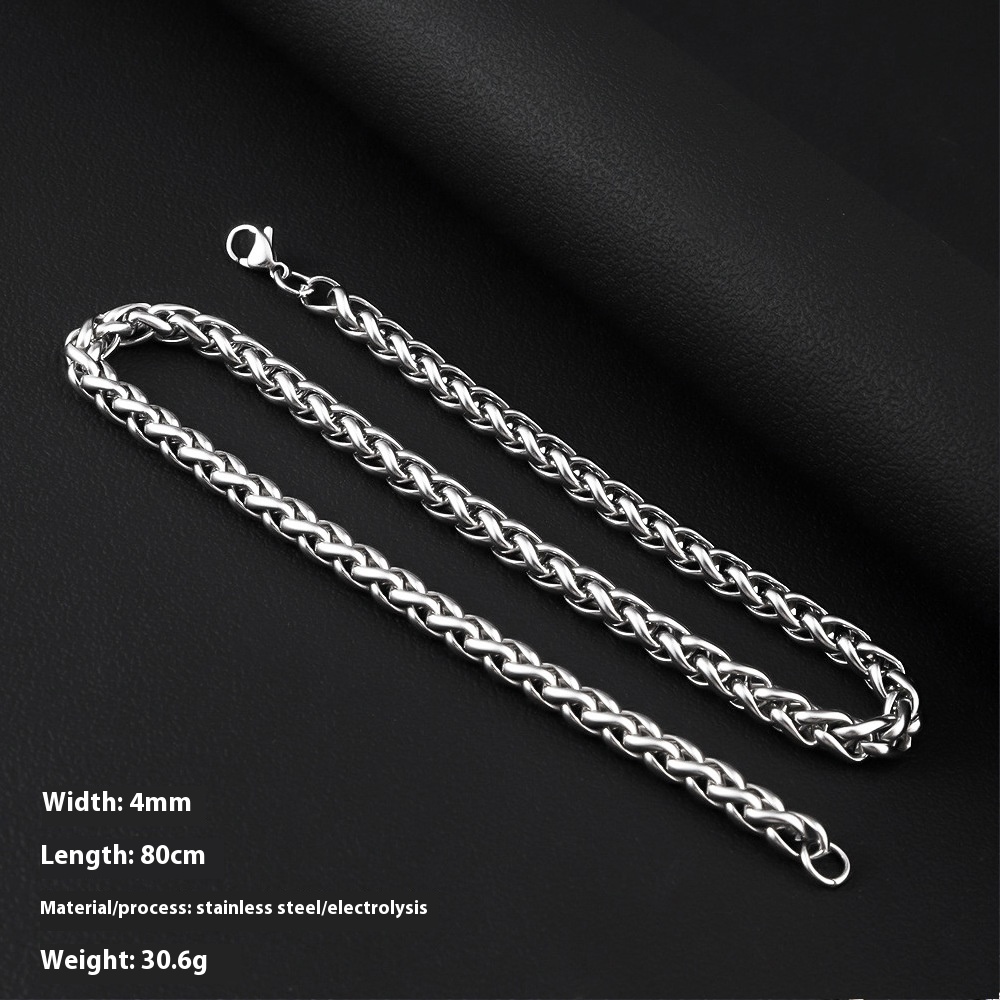 Men’s stainless steel geometric keel chain necklace with titanium steel pendant - Product view 8