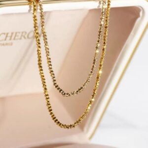 18K gold-tone bungee laser wave bead necklace in golden yellow - Main product view