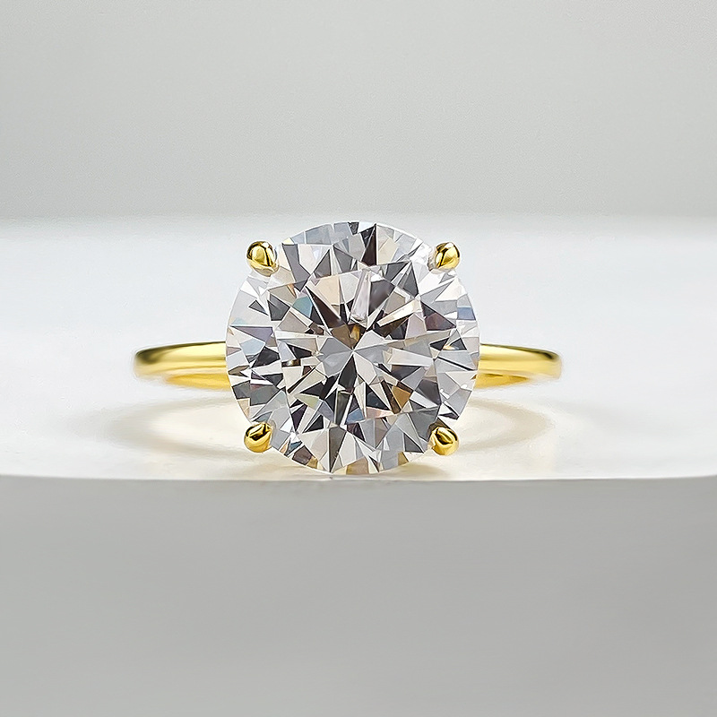 Women’s four-claw round high-carbon diamond ring in 925 silver - Product view 6