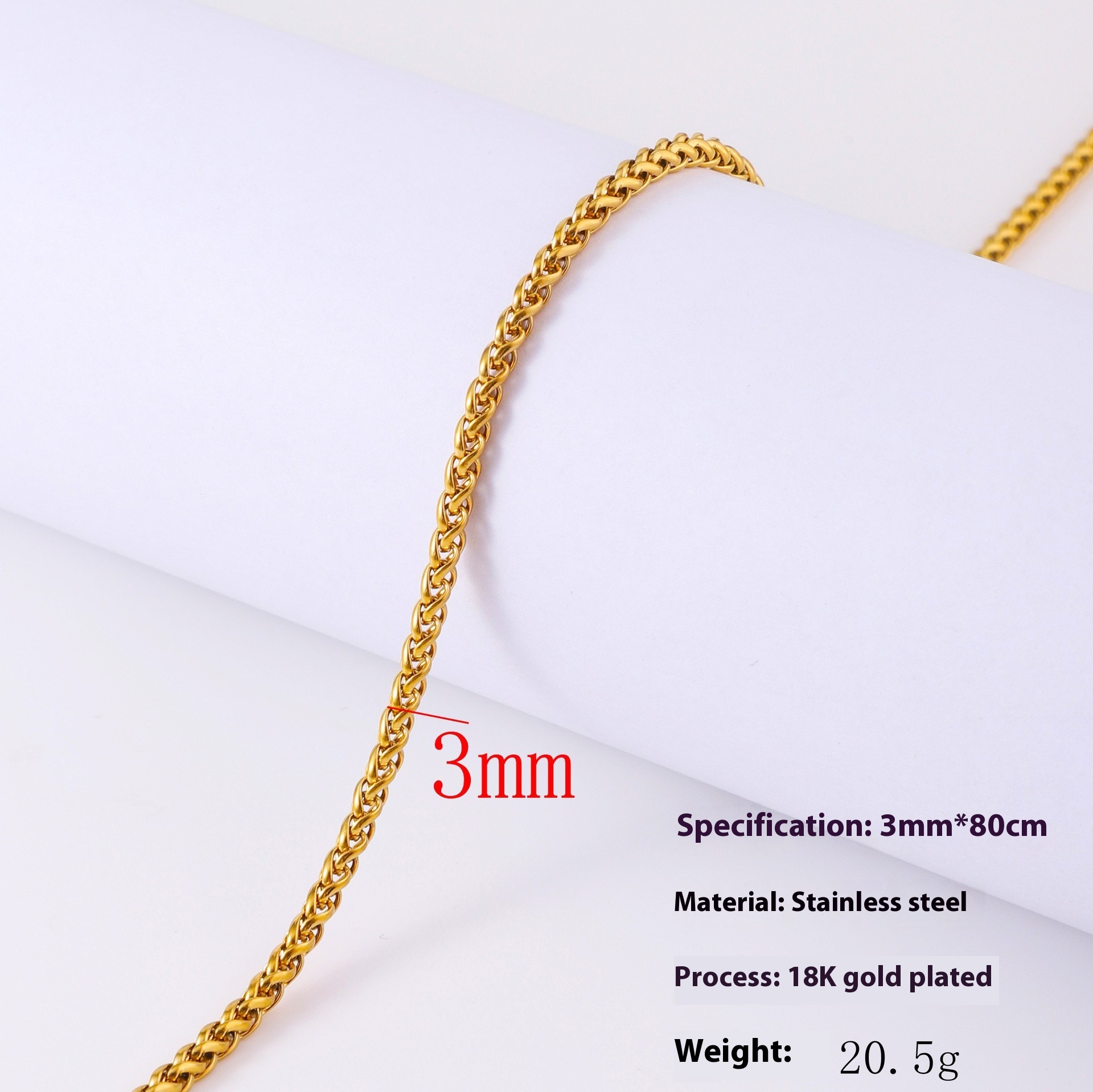 Men’s stainless steel geometric keel chain necklace with titanium steel pendant - Product view 6