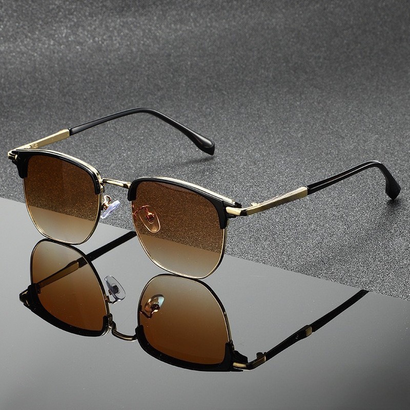 Unisex vintage half-frame sunglasses in a selected color style - Product view 7