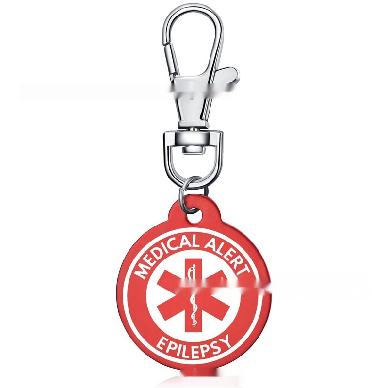 Personalized aluminum alloy medical alert keychain in a modern artistic style - Product view 1